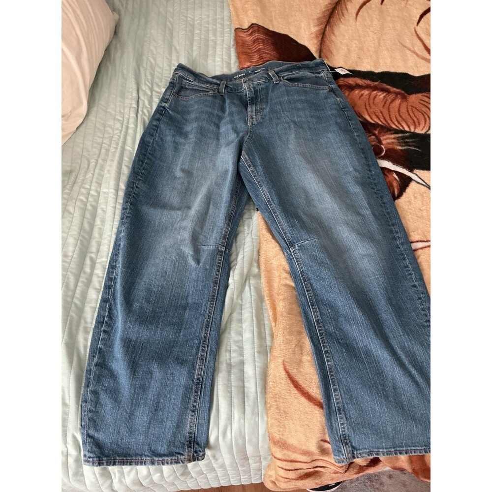 Old Navy High Rise Barrel Leg Jeans Womens 16 Petite Blue Denim Wide Leg